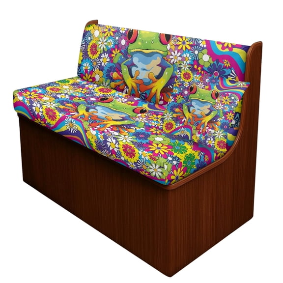 FOR U DESIGNS Frog Hippie Daisy Pattern 3 pcs RV Dinette Cushion Covers with Pillowcase, Elastic Camper Seat Covers Dinette Booth Comfortable Furniture Protector for RV Camper Car Bench