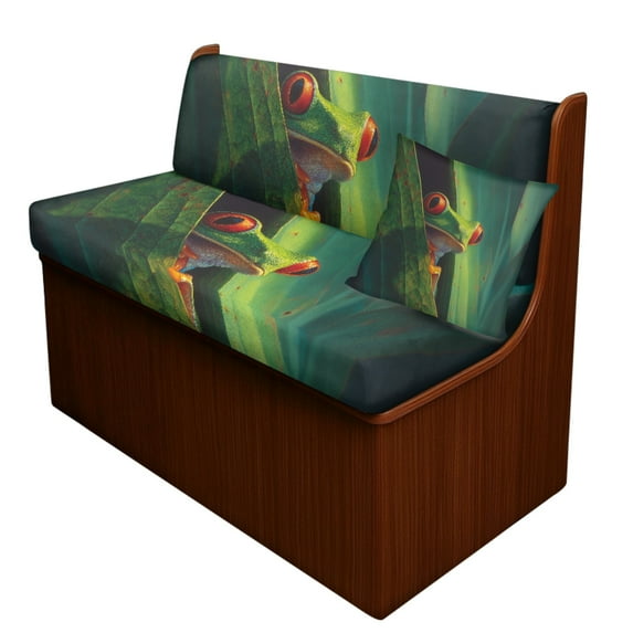 FOR U DESIGNS Frog Leaf Green Print 3 Pcs RV Dinette Cushion Covers Elastic Camper Seat Covers with Pillowcase, Stretch Loveseat Sofa Chair Cover Furniture Protector for RV Camper Bench
