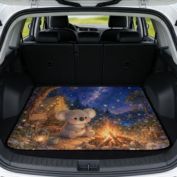 FOR U DESIGNS Galaxy Koala Camping Print Car Trunk Mat 29" x 39" Durable Cargo Mat Washable Cargo Liner Rear Trunk Liner Non-Slip Vehicle Interior Accessories for Car Van SUV
