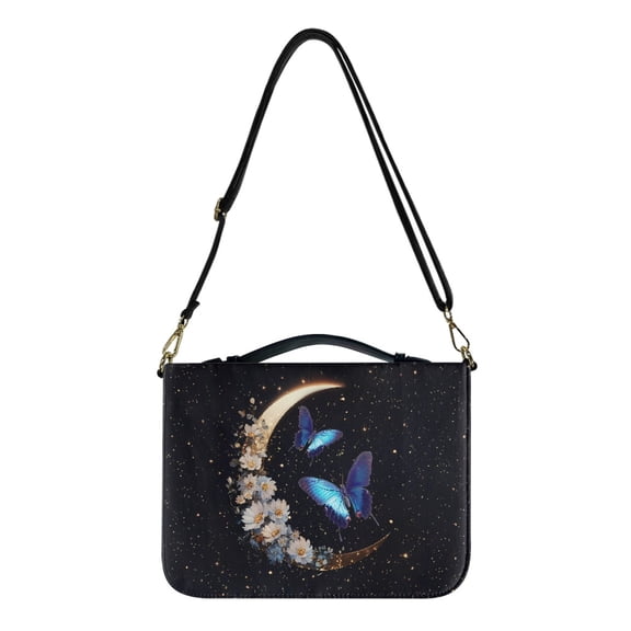 FOR U DESIGNS Galaxy Moon Bible Bags for Women Flower Butterfly Crossbody Backpack Bag Purse Size Medium with Zipper Bible Case Carrying Book Cases Reusable Bible Cover Case