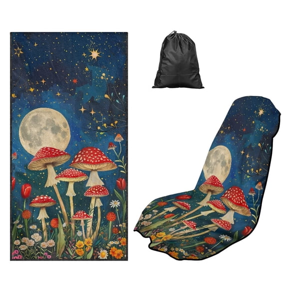FOR U DESIGNS Galaxy Moon Mushroom Daisy Print Car Seat Cover Universal Front Seat Protector for Sedans, Quick-Dry & Soft Microfiber Athletic Running Towel Multi-Purpose Yoga Mat, Beach Towel