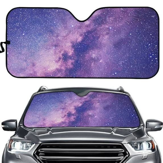 FOR U DESIGNS Galaxy Windshield Sun Shade Anti Slip Sun Shade for Car Window Automative Windshield Shades for SUV Van Truck Accessories Glare Max UV Rays, Purple
