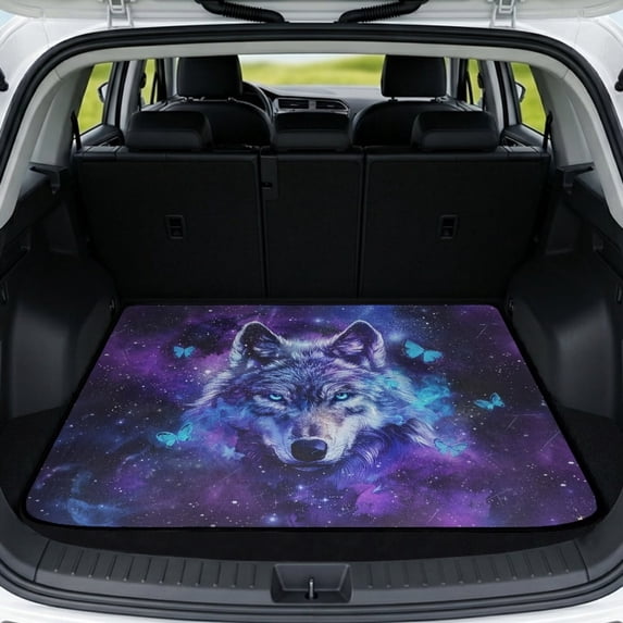 FOR U DESIGNS Galaxy Wolf Butterfly Print Trunk Cargo Liner Easy to Clean Cargo Liner for Pets Dogs Non-Slip Car Trunk Mat Durable Vehicle Interior Accessories for Truck Sedan SUV
