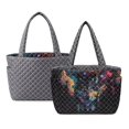 thumbnail image 1 of FOR U DESIGNS Galaxy Wolf Print Tote Bag for Women, Two Tone Quilted Tote Purse with Side Pockets, Lightweight Handbags Large Capacity Shoulder Bag for Ladies, 1 of 6