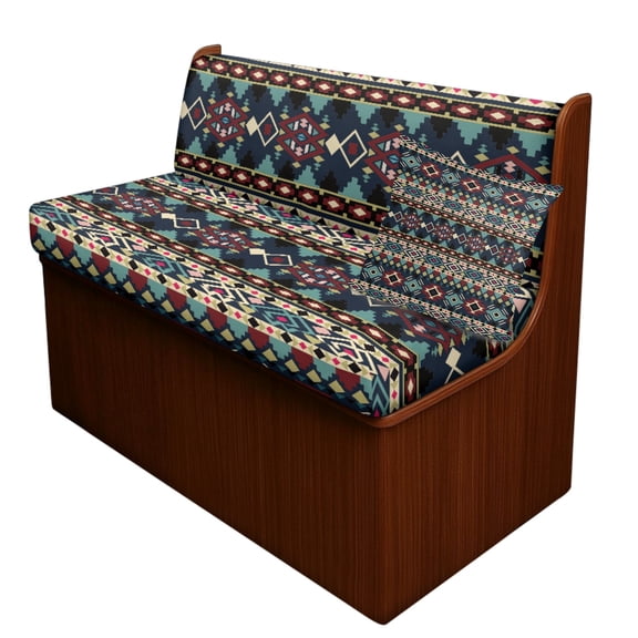 FOR U DESIGNS Geometric Green Print 3 Pcs RV Dinette Cushion Covers with Pillowcase Non-Slip Sofa Protector Comfortable 2 Seat Sofa Chair Cover Slipover for Travel Trailer Couch