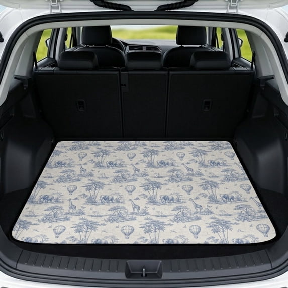 FOR U DESIGNS Giraffe Elephant Forest Toile De Jouy Print Car Trunk Mat Universal Fit All Weather Cargo Liner Non-Slip Durable Rear Trunk Protection for SUV Sedan Truck