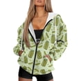 thumbnail image 1 of FOR U DESIGNS Green Cucumber Zip Hoodies for Women Trendy Oversized Hoodie Jacket Size M Hooded Sweatshirt Women with Front Zipper Lightweight Long Sleeve Activewear, 1 of 7