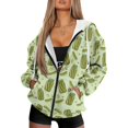thumbnail image 1 of FOR U DESIGNS Green Cucumber Zip Hoodies for Women Trendy Oversized Hoodie Jacket Size XS Hooded Sweatshirt Women with Front Zipper Lightweight Long Sleeve Activewear, 1 of 1