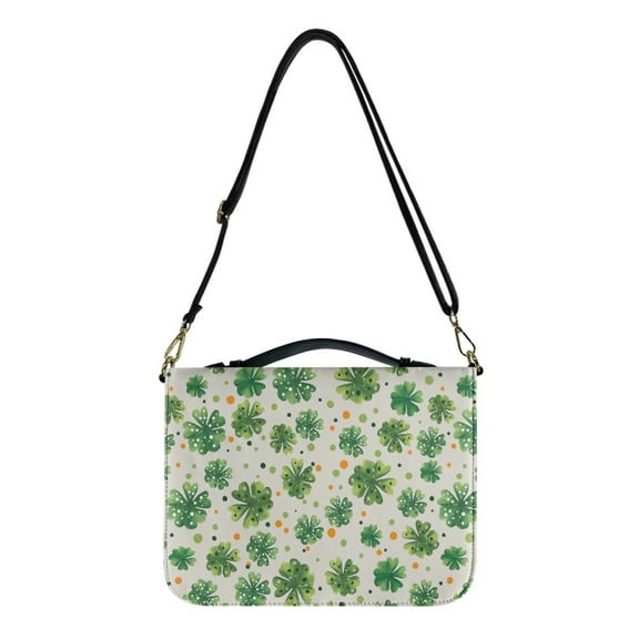 FOR U DESIGNS Green Leaves Bible Case with Shoulder Strap Leather Bible Bags for Men Size 2X-Large Lightweight Bible Carrying Case with Handle and with Zipper Bible Book Carrying Case