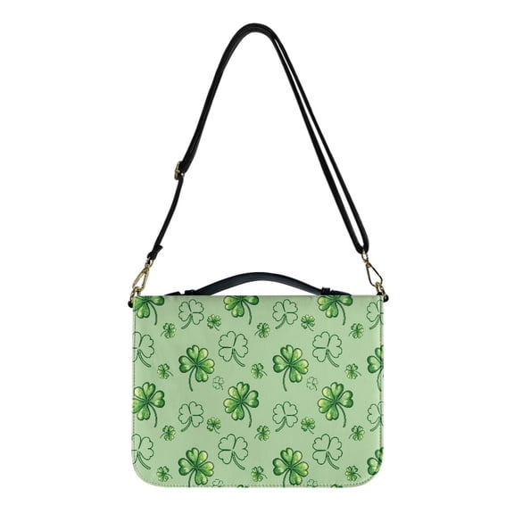 FOR U DESIGNS Green Leaves Bible Case with Strap Sturdy Bible Protector Size L Wear Resistant Leather Bible Bags for Women Tote Bag Convenient to Use Holistic Leather Bible Bags Personalized