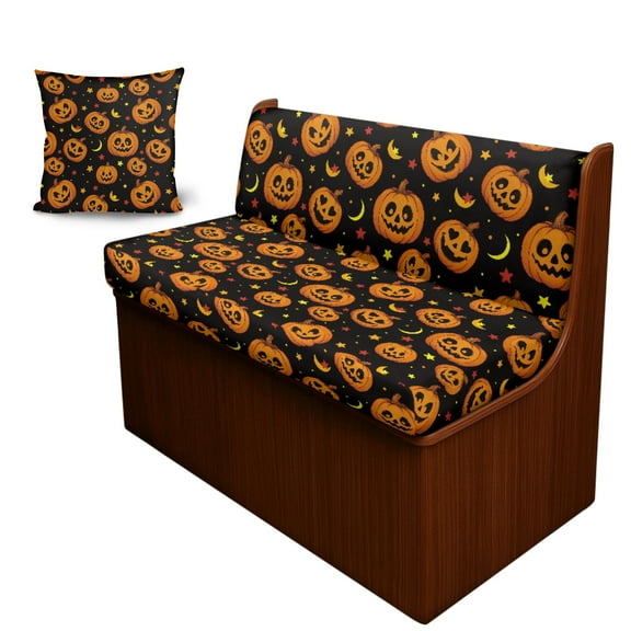 FOR U DESIGNS Halloween Pumpkin Lantern Print RV Dinette Cushion Covers 3 Pieces Scratch-resistant Camper Seat Covers with Pillowcase, Dinette Booth RV Couch Cover Halloween Decoration