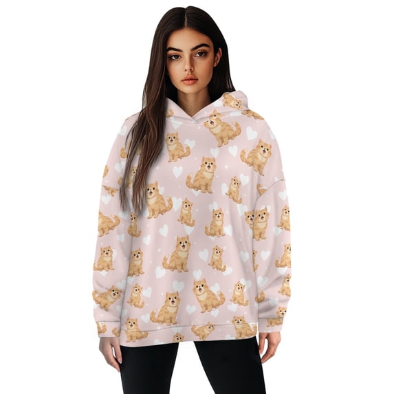 FOR U DESIGNS Heart Cat Womens Oversized Hoodies Sweatshirts Hooded Pullover Size S Ladies Lightweight Long Sleeve Hooded Sweatshirts Trendy Graphic for Women