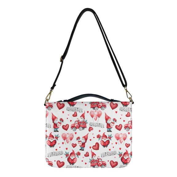 FOR U DESIGNS Heart Pattern Bible Covers for Women Easy to Clean Bible PU Leather Crossbody Bags Size 2X-Large Large Capacity Bible Book Cover Carrying Case Bible Accessories for Valentine's Day