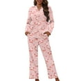 thumbnail image 1 of FOR U DESIGNS Heart Pig Pajama Sets for Women 2 Piece Button Down V-neck Tops Size XS Sleepwear Long Sleeve Pants with Pockets for Womens Nightwear Button Front, 1 of 7