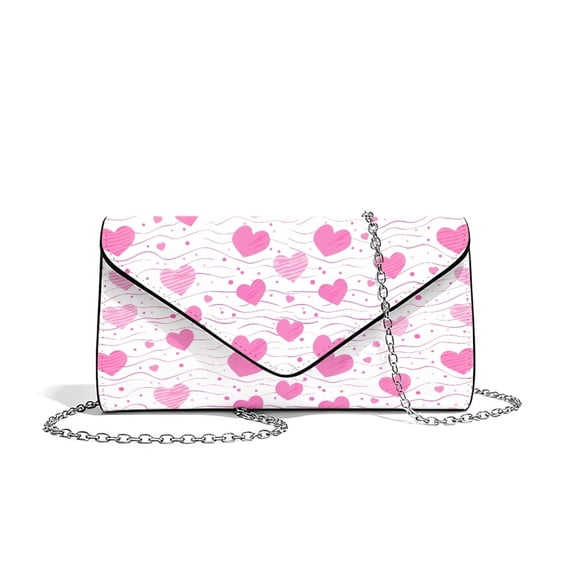 FOR U DESIGNS Heart Pink Clutch Purses for Women Waterproof Crossbody Shoulder Bags Faux Leather Shoulder Bag Formal Party Clutches Valentine's Day Decoration