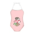 thumbnail image 1 of FOR U DESIGNS Hedgehog Mushroom Halter Swimsuit Bikini Size 9-10T Cute Pink One Piece Swimwear with Adjustable Strap for Girls Kids Off Shoulder Bodysuit, 1 of 6