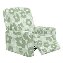 FOR U DESIGNS Hibiscus Green Pattern Recliner Chair Covers Stretch Lazy Boy Recliner Covers Protector with Armrest, Reusable Reclining Slipcovers with Storage Pocket