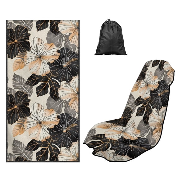 FOR U DESIGNS Hibiscus Print Car Seat Towel Covers for Dog Pet Washable Car Towel Cover with Storage Bag Absorbent Microfiber Towel for Workout Outdoor Sport Activities