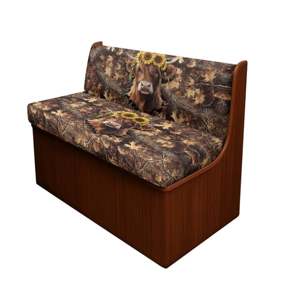 FOR U DESIGNS Highland Cattle Camo Pattern 2 Pcs RV Dinette Cushion Covers Stretch Sofa Furniture Protector Breathable Loveseat Sofa Chair Cover Seat Slipover for Travel Trailer Couch