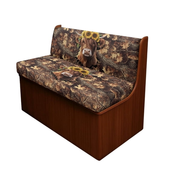 FOR U DESIGNS Highland Cattle Camo Pattern 2 Pcs RV Dinette Cushion Covers Stretch Sofa Furniture Protector Breathable Loveseat Sofa Chair Cover Seat Slipover for Travel Trailer Couch