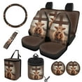 thumbnail image 1 of FOR U DESIGNS Highland Cattle Cross Pattern 10 Pieces Car Accessories Set Washable Front Rear Seat Covers Steering Wheel Cover Car Trash Bin Air Vent Pouch Cup Holders Keychain Automotive Interior, 1 of 7