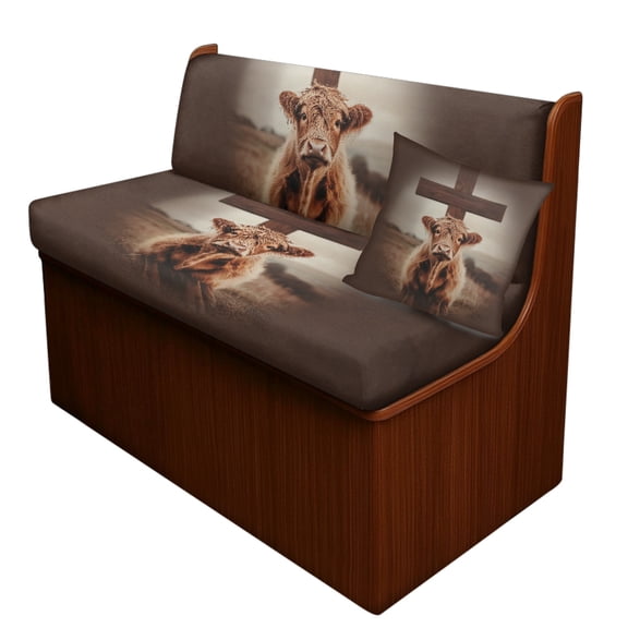 FOR U DESIGNS Highland Cattle Cross Print RV Dinette Cushion Covers Replacement Camper Cushion Slipcover Scratch-resistant RV Couch Covers, 1 Backrest Cover 1 Bench Cover and 1 Pillowcase