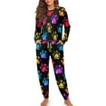 thumbnail image 1 of FOR U DESIGNS Hippie Dog Paw Womens Pajama Bottoms with Pockets and Drawstring 2 Piece Size 2XL Loungewear Long Sleeve Pants and Tops Sleepwear for Women Fall, 1 of 1