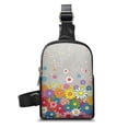 thumbnail image 1 of FOR U DESIGNS Hippie Flower Sling Bag Small Crossbody Purse for Women Floral Chest Bag for Girls PU Leather Waist Packs Women's Fanny Packs with Adjustable Shoulder Strap, 1 of 7