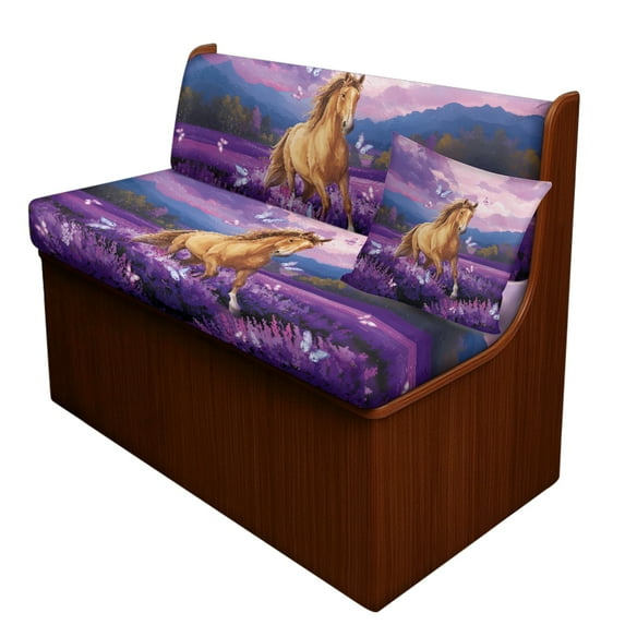 FOR U DESIGNS Horse Butterfly Lavender Print RV Dinette Cushion Covers Replacement Camper Cushion Slipcover Scratch-resistant RV Couch Covers, 1 Backrest Cover 1 Bench Cover and 1 Pillowcase