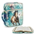 thumbnail image 1 of FOR U DESIGNS Horse Eustoma Flower Print Bible Cover Bible Holder Case Handbag with Handle, Large Capacity Bible Carrier Tote Bag Study Bible Carrying Cases Christian Gifts, 1 of 7