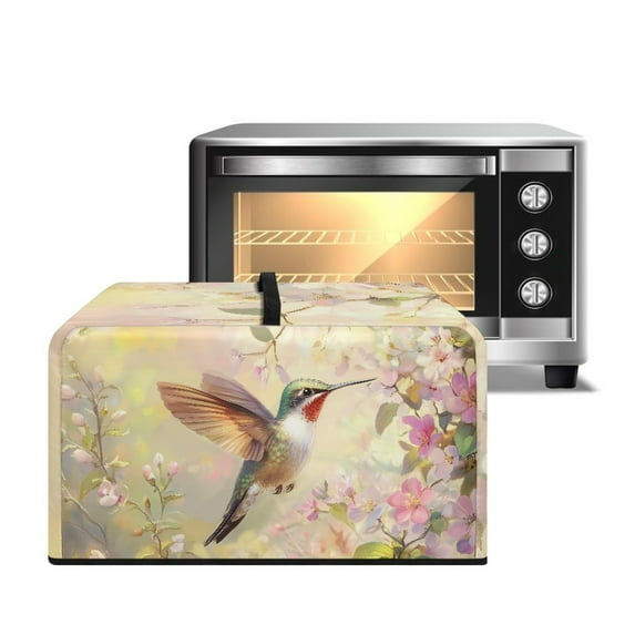 FOR U DESIGNS Hummingbird Cherry Blossom Print Microwave Oven Cover Washable Microwave Dust Covers Protector All-Season Microwave Dust Covers Cloth (20.9" W x 15.7" D x 12.4" H)-L