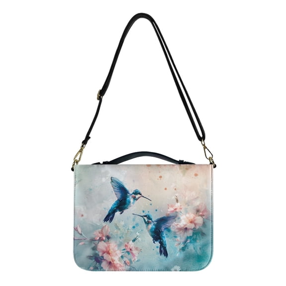 FOR U DESIGNS Hummingbird Flower Bible Bags for Women Reusable PU Leather Bible Bag Size Large Portable Sturdy Bible Protective Carrier Waterproof Bible Cover Case for Women Men