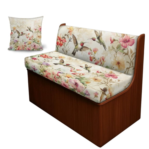 FOR U DESIGNS Hummingbird Flower Pattern 3 Pcs RV Dinette Cushion Covers Breathable RV Couch Cover Elastic Loveseat Sofa Chair Cover Pillow Case Furniture Protector for RV Camper Car Bench