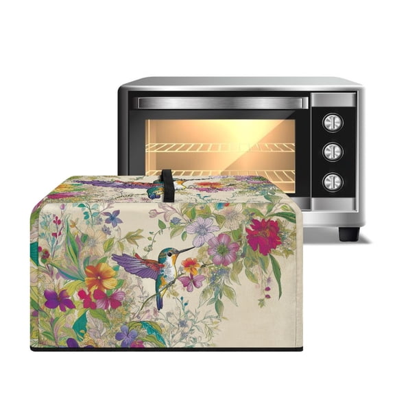 FOR U DESIGNS Hummingbird Flower Pattern Microwave Oven Cover Wear-Resistan Microwave Oven Folding Covers Dust-Proof Kitchen Appliance Covers (18.25" W x 14.5" D x 11" H)-S