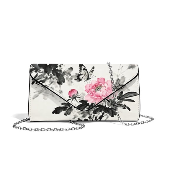 FOR U DESIGNS Ink-Wash Peony Butterefly Clutch Purses for Women Lightweight Wedding Bag Waterproof Ladies Party Handbag Crossbody Shoulder Envelope Bags