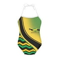 thumbnail image 1 of FOR U DESIGNS Jamaican Flag Baby Girls' Swimwear One Piece, Teens Ballet Leotards Gymnastics Dancewear Fashion Halter Neck Off Shoulder Swimsuit Size 9-10, 1 of 6