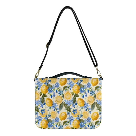 FOR U DESIGNS Lemon Floral Bible Case Bag Aesthetic Bible Bags for Women Organizer Size 2XL Easy to Clean Bible Study Supplies Carrying Bag Tote with Strap Bible Accessories