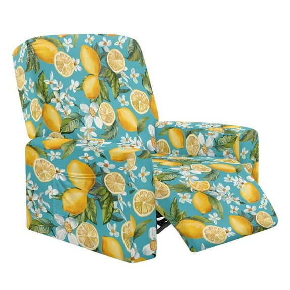 FOR U DESIGNS Lemon Flower Print Recliner Chair Covers with Arms, Breathable Chair Covers for Living Room Non-Slip Sofas Couches Slip Covers Home Decor Accessories