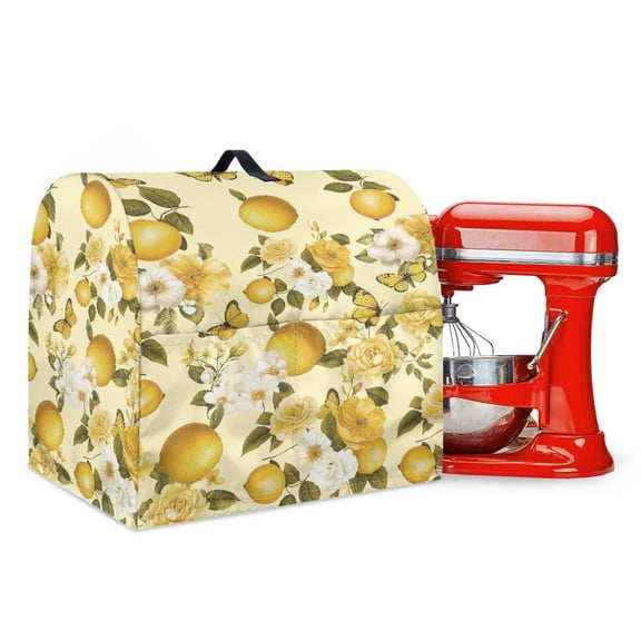 FOR U DESIGNS Lemon Flower Stand Mixer Cover with Pocket Stain Resistant Kitchen Aid Covers for Stand Mixer Dust Cover Case for Stand Mixer or Coffee Maker - L