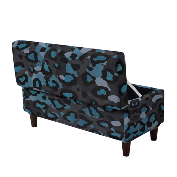 FOR U DESIGNS Leopard Print Ottoman Cover for Flip-Top Storage Stool, Stretch Rectangle Footrest Cover Washable Non-Slip Foot Chest Chair Slipcover with Elastic Bottom for Bedroom