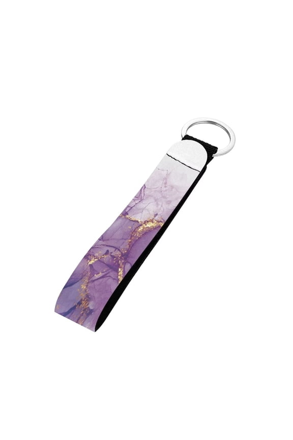 FOR U DESIGNS Lightweight Keychain Wristlet for Women Purple Marble Print Hand Wrist Lanyard Lightweight Neoprene Wristlet Keychain Lanyard for Keys Phone