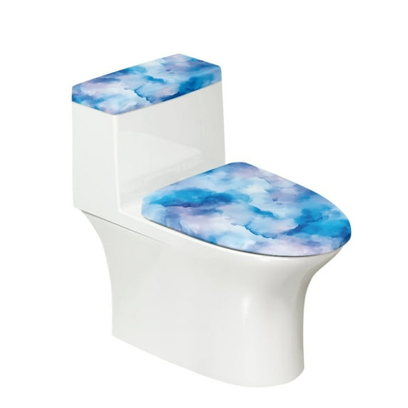 FOR U DESIGNS Marble Print Toilet Lid Cover with Toilet Tank Lid Cover 2 Pcs Portable Bathroom Toilet Cozy Set Universal Fit for Oval Elongated Round Toilet Seat Covers