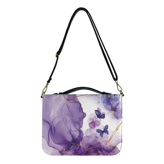 FOR U DESIGNS Marble Stripes Bible Case for Men Butterfly PU Leather Bible Bag Size M Easy to Clean Sturdy Bible Carrier with Handle Waterproof Bible Protective Bag Bible Accessories