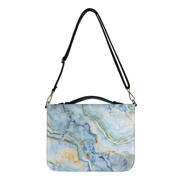 FOR U DESIGNS Marble Stripes Bible Cover Case Washable Bible Cover Leather Wrap Size Medium Lightweight Bible Bag with Handle and Zippered Personalized Book Organizer Bag