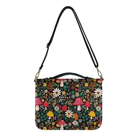 FOR U DESIGNS Mushroom Daisy Bible Cases for Girls Kids Reusable PU Leather Bible Bag Size XL Aesthetic Personalized Book Organizer Bag with Zipper Bible Bag for Bible Lover Bible Accessories