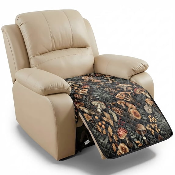 FOR U DESIGNS Mushroom Leaf Print Recliner Chair Covers Waterproof Reclining Seat Cover for Pets, Machine Washable Reclining Sofa Cover Durable Non-Slip Furniture Protector