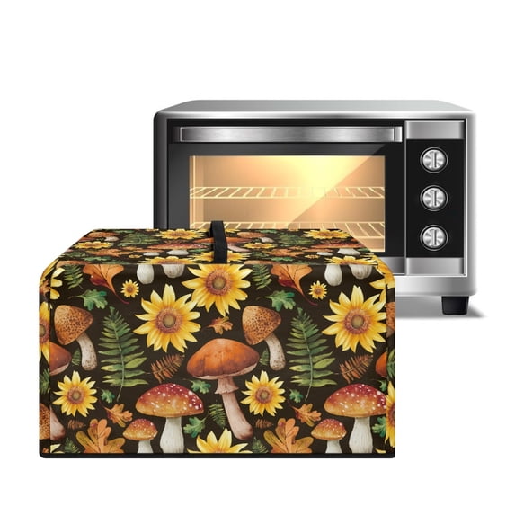 FOR U DESIGNS Mushroom Sunflower Pattern Microwave Oven Dust Cover Portable Shield for Countertop Appliances Stain Resistant Microwave Oven Grill Covers Protector Home Decor-S