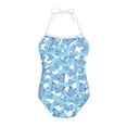 thumbnail image 1 of FOR U DESIGNS Novelty Halter Swimsuit Blue Butterfly Off Shoulder Bathing Suit for Beach Swimming Pool Novelty One Piece Swimwear for Kids Toddler Girls 9-10T, 1 of 6