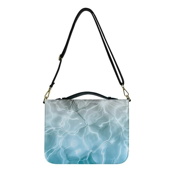 FOR U DESIGNS Ocean Bible Cover Case Washable Sturdy Leather Bible Cover Size L Aesthetic Bible Bag with Handle and Zippered Bible Bag Tote Bag Leather Bible Bags for Men