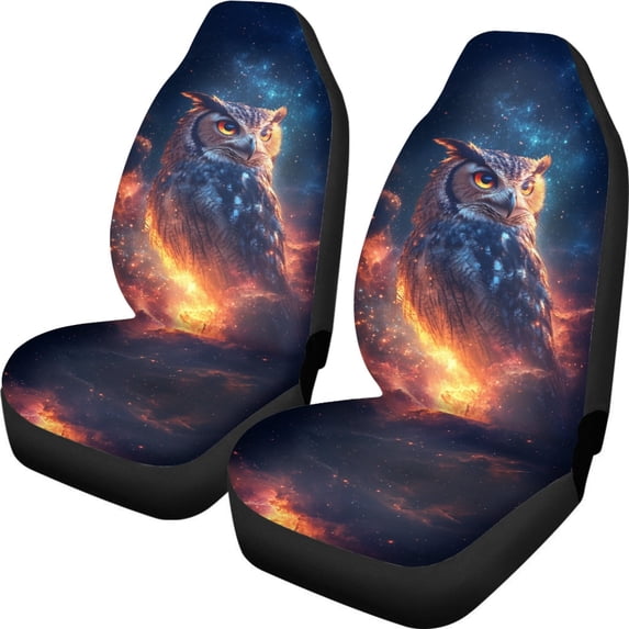 FOR U DESIGNS Owl Galaxy Pattern Car Front Seats Cover Sets for Women Men Breathable Bucket Seat Cover Interior Covers for Vehicle SUV Truck Sedan-Pack of 2